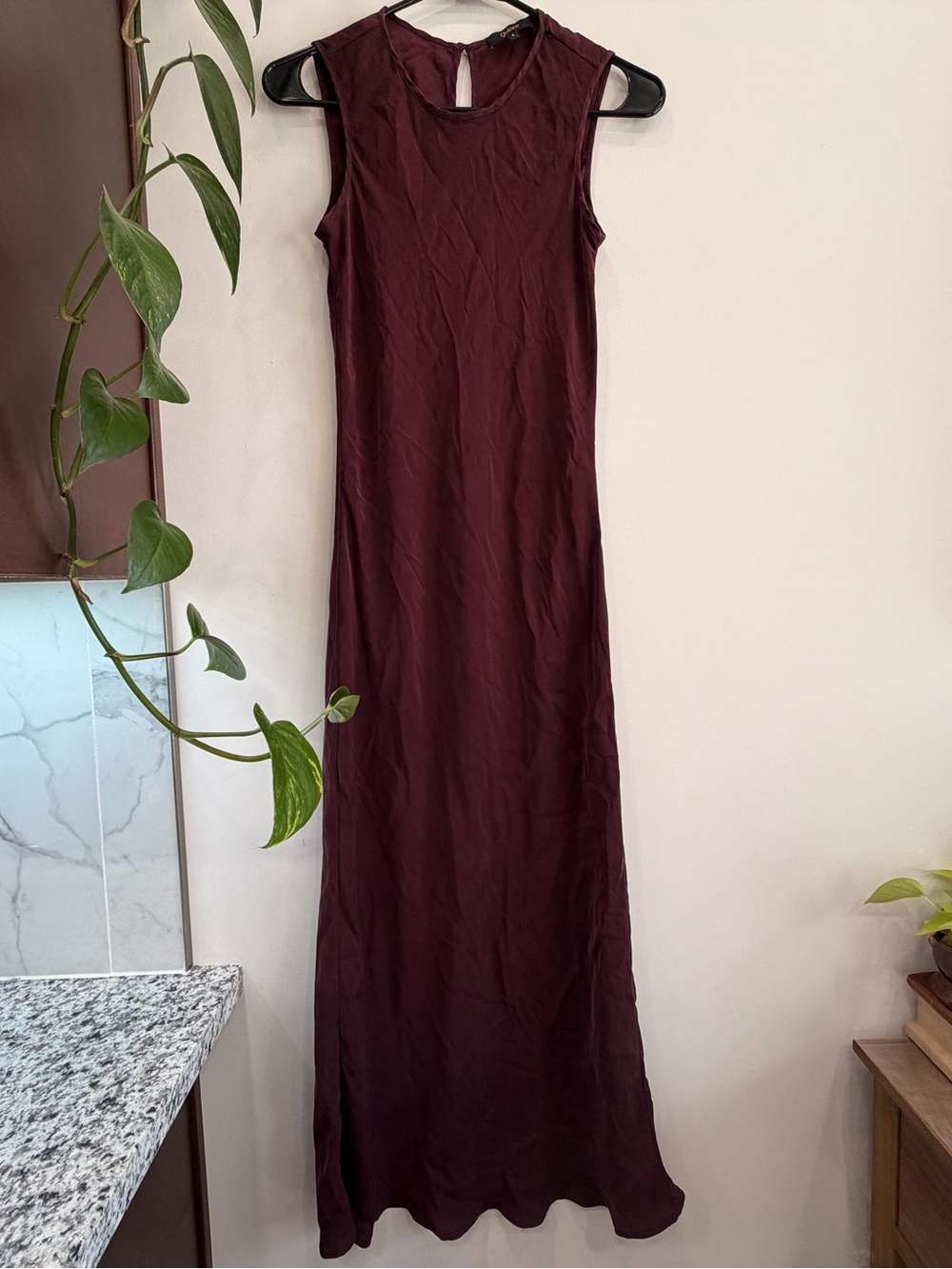 Quince Silk Burgundy Wine Tasting Maxi Tank Dress Women’s Small Luxury